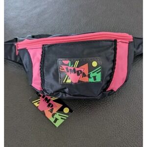 Vintage Impact Fanny Pack Retro 80s 90s Neon Pink & Black Waist Bag Nylon NEW
